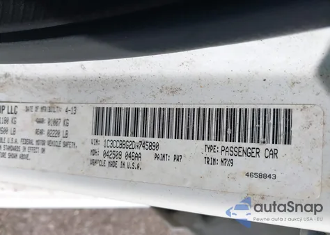 2013 Chrysler 200 Touring from USA, damaged, VIN 1C3CCBBG2DN745890